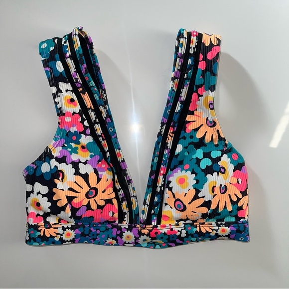 Body Glove Summertime Dita Floral Bikini Bra Deep V Top - Picture 3 of 13